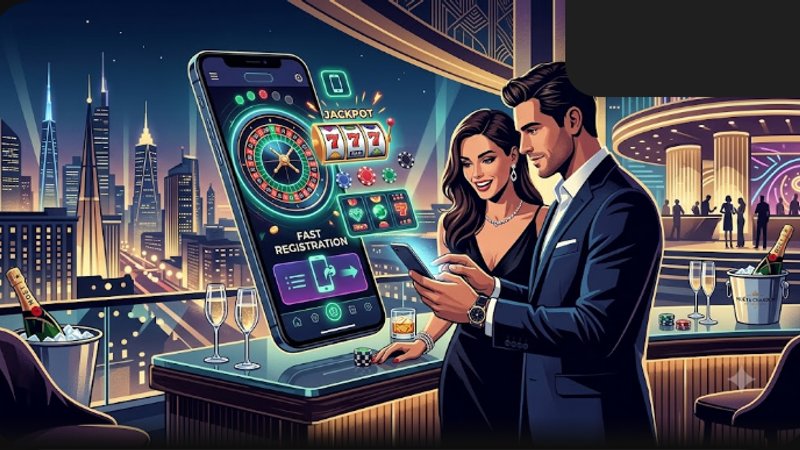 Современная иллюстрация смартфона с элементами казино для статьи о трендах мобильного гемблинга 2026 года